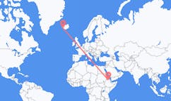 Flyrejser fra Mek ele, Etiopien til Reykjavik, Island