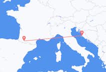 Flyg från Zadar, Kroatien till Lourdes (kommun i Brasilien, São Paulo, lat -20,94, long -50,24), Frankrike