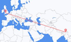 インド、 ディブルガルから、インド、カーディフ行き行きのフライト