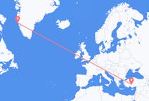 Flyg från Maniitsoq, Grönland till Konya, Turkiet