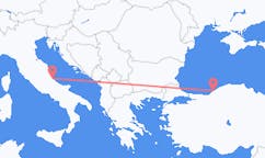 Lennot Zonguldakista, Turkki Pescaraan, Italia