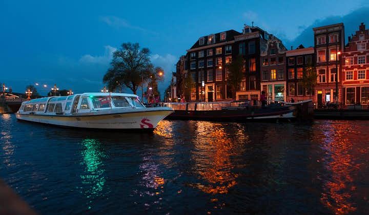 Croisière sur les canaux d'Amsterdam en soirée avec pizza et boissons