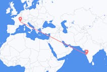 Flyreiser fra Kolhapur, India til Lyon, Frankrike