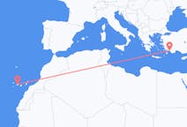 出发地 土耳其出发地 达拉曼目的地 西班牙特内里费岛的航班