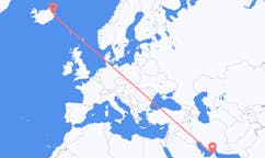 Flights from the city of Dubai, United Arab Emirates to the city of Egilsstaðir, Iceland
