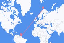 Flyrejser fra Paramaribo, Surinam til Hasvik, Norge