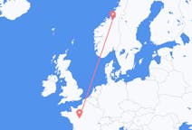 ノルウェーのトロンハイムから、フランスのツアーまでのフライト