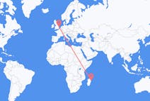 Flyreiser fra Toamasina, Madagaskar til Norwich, England