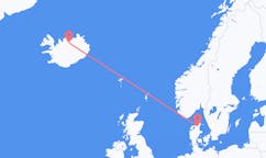 Flights from the city of Aalborg, Denmark to the city of Akureyri, Iceland
