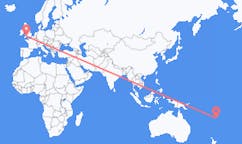 Flyrejser fra Kadavu Island, Fiji til Exeter, England