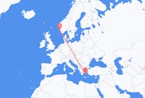 Vluchten van Haugesund, Noorwegen naar Paros, Griekenland
