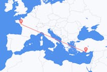 Vluchten van Gazipasa, Turkije naar Nantes, Frankrijk