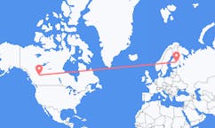 캐나다 도슨 크릭에서 출발해 핀란드 쿠오피오에게(으)로 가는 항공편