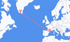 出发地 格陵兰出发地 卡科尔托克目的地 西班牙巴塞罗那的航班