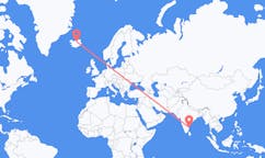 Fly fra byen Chennai, Indien til byen Akureyri, Island