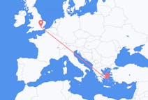 Flyreiser fra Syros, Hellas til London, England