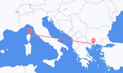 Vluchten van Bastia, Vercelli, Frankrijk naar de prefectuur Kavala, Griekenland