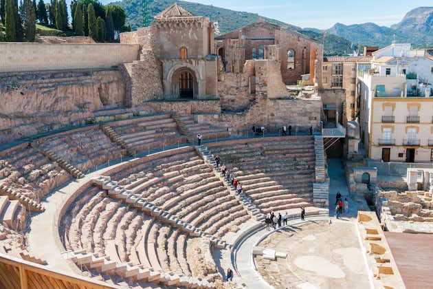 photo of Roman amphitheater at Cartagena city, region of Murcia, Spain .