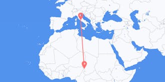 Vluchten van Tsjaad naar Italië