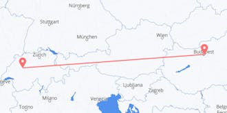 스위스에서 헝가리까지 운항하는 항공편