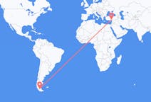 Flyrejser fra Punta Arenas, Chile til Adana, Tyrkiet
