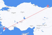 Vluchten van Trabzon, Turkije naar Rhodos, Griekenland