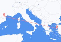 Flyrejser fra Carcassonne, Frankrig til Mytilini, Grækenland
