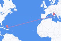 Flyreiser fra Cockburn Town, Turks- og Caicosøyene til Napoli, Italia