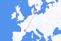 Loty z Carcassonne, Francja z Kopenhaga, Dania