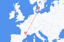 Vluchten van Carcassonne, Frankrijk naar Kopenhagen, Denemarken