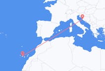 Loty z Zadar, Chorwacja do Santa Cruz na Teneryfie, Hiszpania