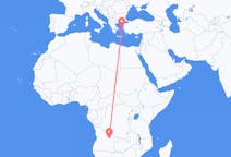 Flyrejser fra Luena, Angola til Chios, Grækenland