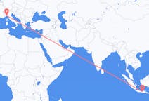 Flyg från Surakarta, Indonesien till Genua, Italien