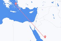 Loty z Medina, Arabia Saudyjska z Ikaria, Grecja