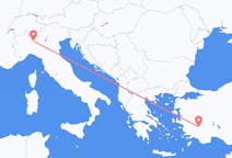 出发地 土耳其出发地 代尼茲利目的地 意大利米蘭的航班