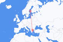 Vluchten van Mariehamn, Åland naar Athene, Griekenland