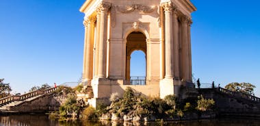 Photo of aerial view of Triumphal Arch or Arc de Triomphe in Montpellier city in France.