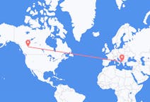 Flyg från Dawson Creek, Kanada till Tirana, Albanien