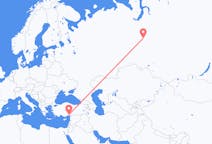 Flights from Kogalym, Russia to Adana, Turkey