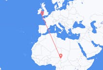 Flyg från N Djamena, Tchad till Newquay, England