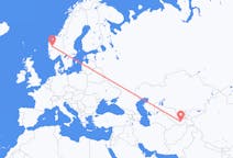 Loty z Duszanbe, Tadżykistan do Sogndala, Norwegia