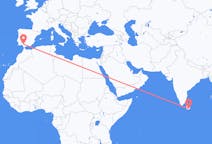 Flug frá Hambantota, Srí Lanka til Sevilla, Spáni