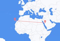 Vluchten van Medina, Benevento, Saoedi-Arabië naar Tenerife, Spanje