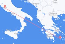 イタリアのローマからから、ギリシャのミロス島までのフライト