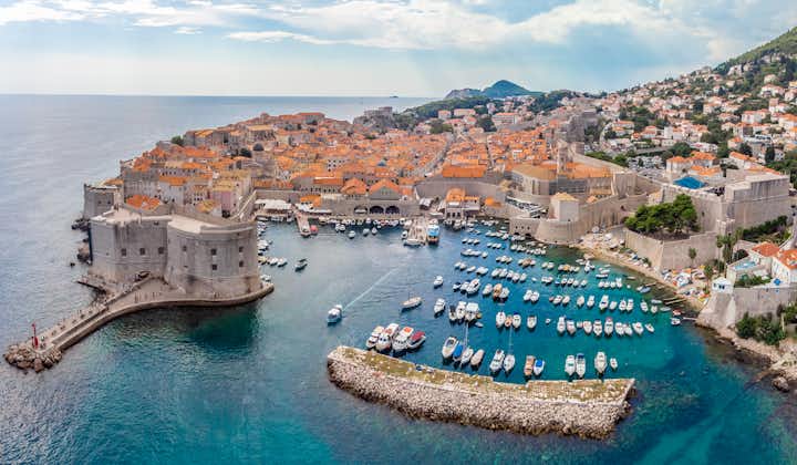 Photo of aerial view of Dubrovnik old city in summer, Croatia.
