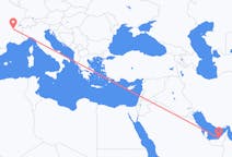 Flyrejser fra Abu Dhabi, De Forenede Arabiske Emirater til Lyon, Frankrig
