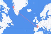 Flyg från Lourdes (kommun i Brasilien, São Paulo, lat -20,94, long -50,24), Frankrike till Sisimiut, Grönland