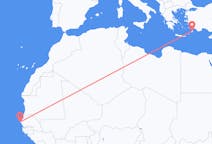 Flyg från Dakar till Rhodes, England