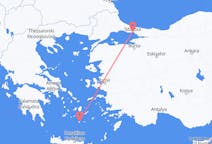 Vluchten van Istanboel, Turkije naar Thera, Griekenland
