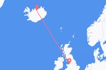 Loty z Liverpool, Anglia do Akureyri, Islandia